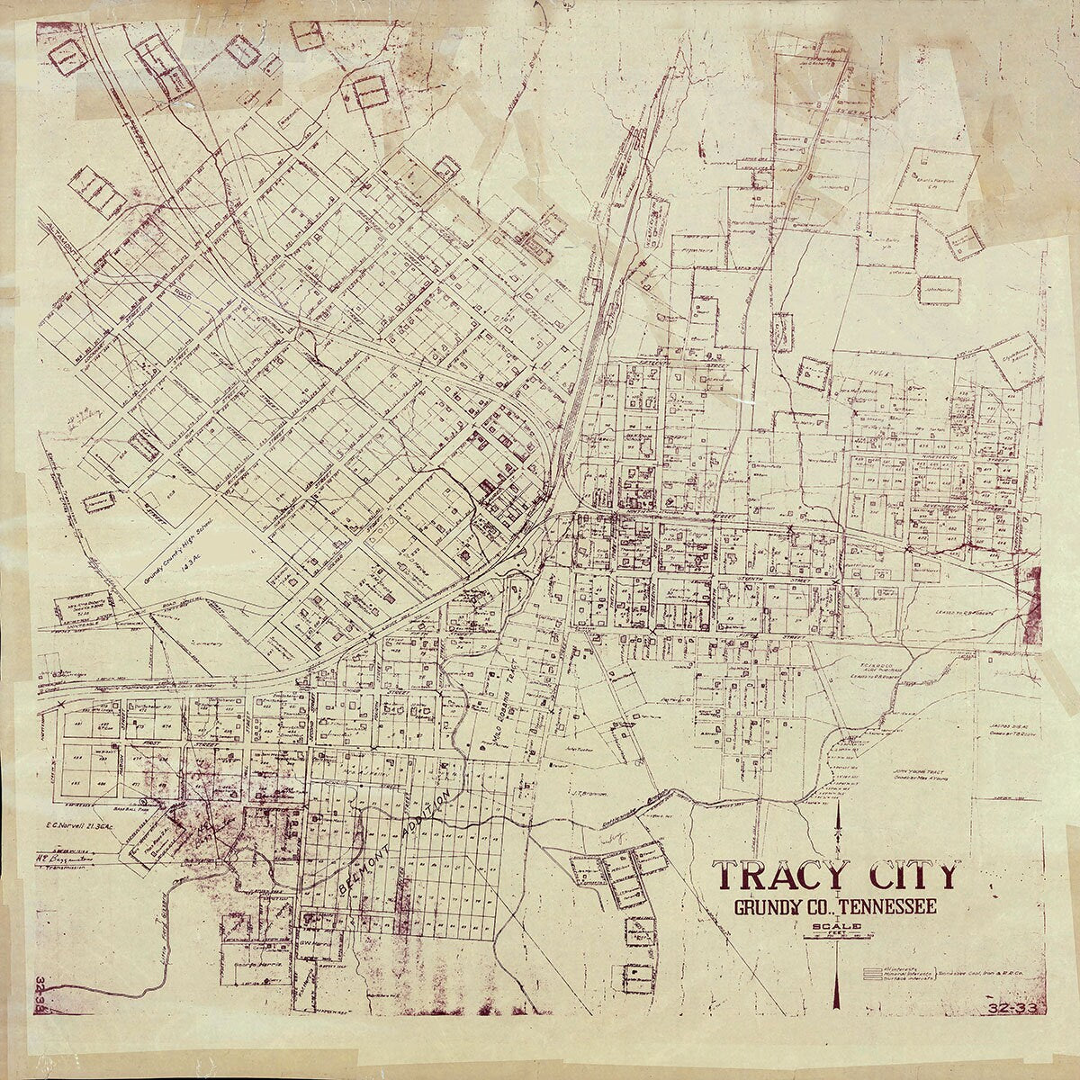 1900 Map of Tracy City Grundy County Tennessee