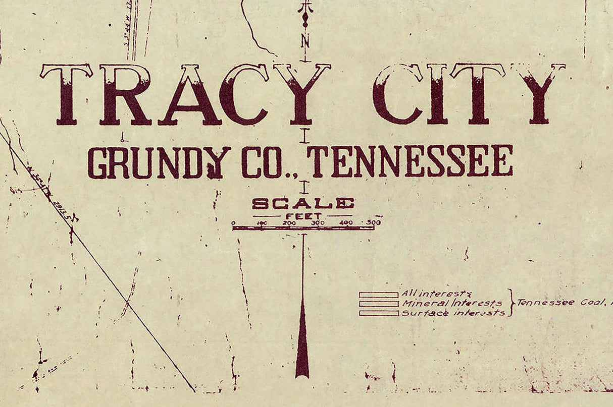1900 Map of Tracy City Grundy County Tennessee