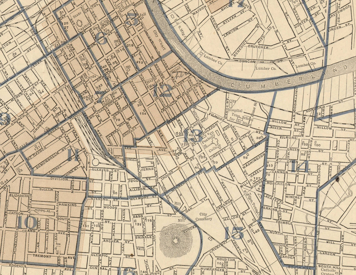 1907 Map of Nashville Tennessee