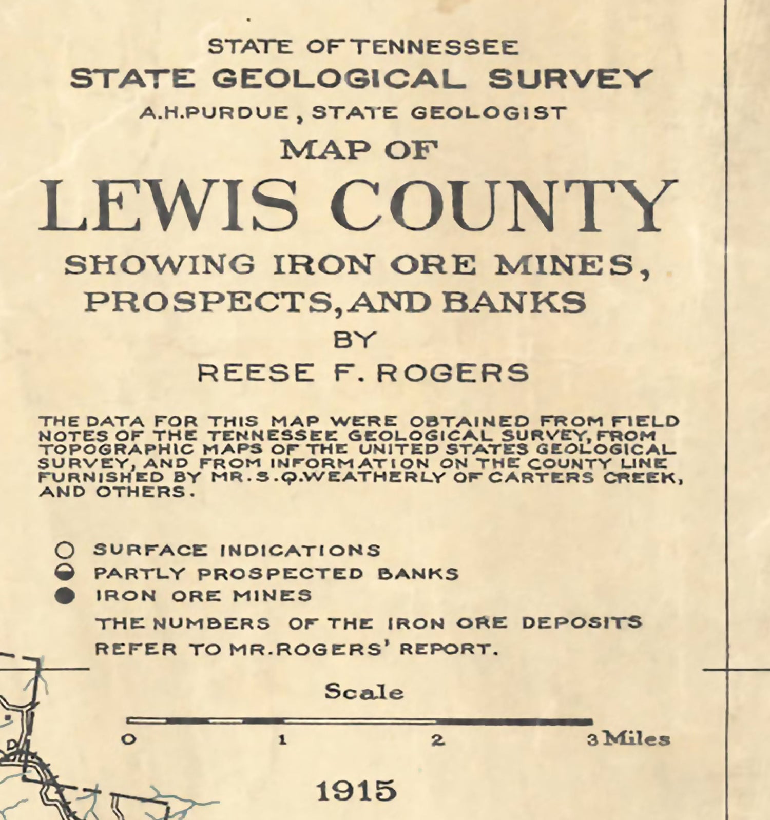 1915 Map of Lewis County Tennessee