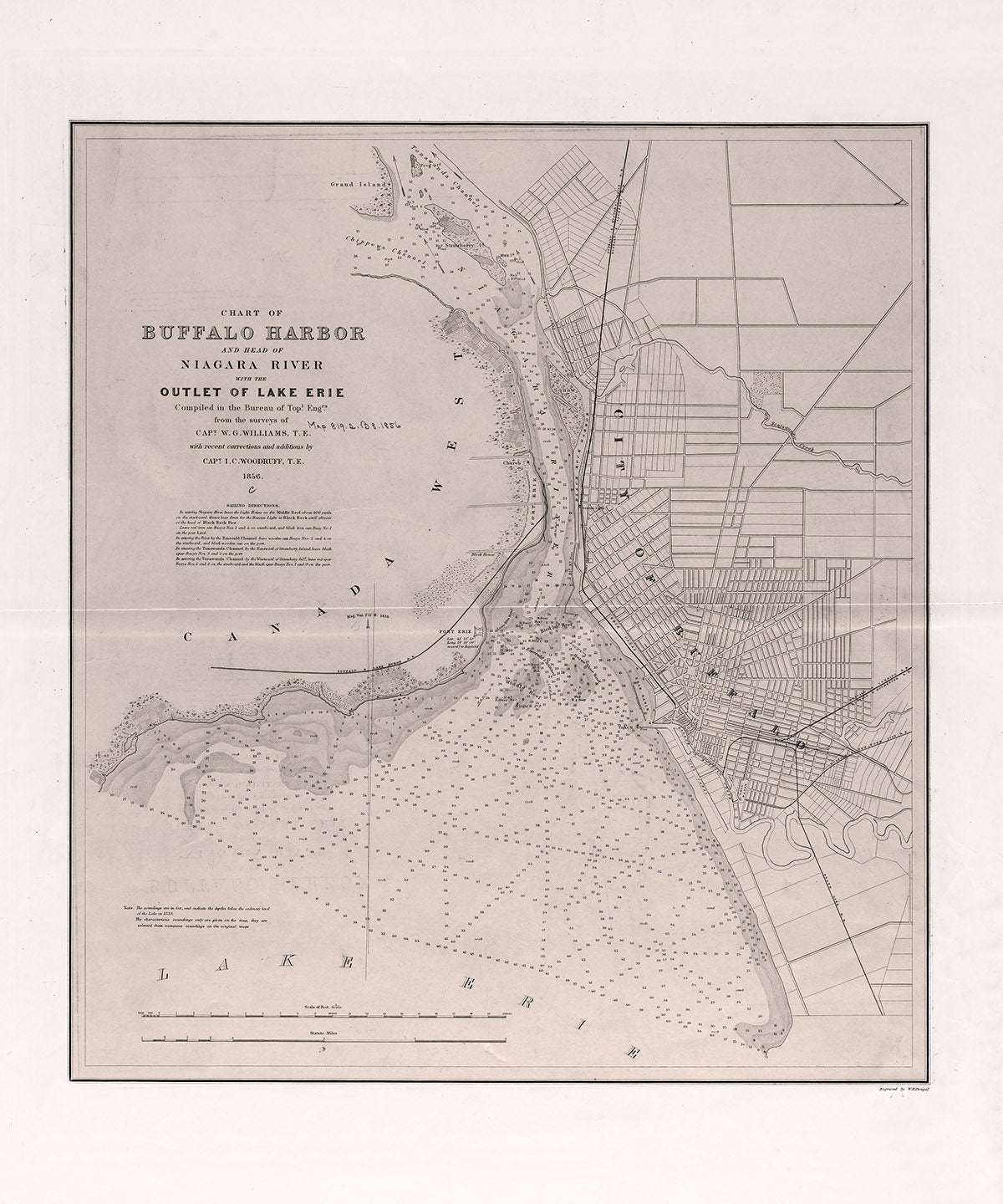 1856 Nautical Chart of the Buffalo Harbor New York Lake Erie