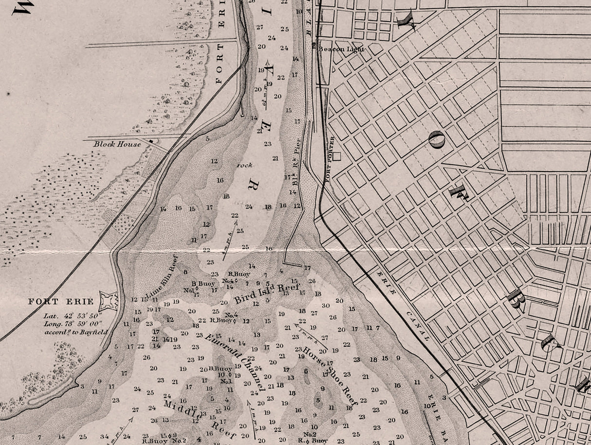 1856 Nautical Chart of the Buffalo Harbor New York Lake Erie