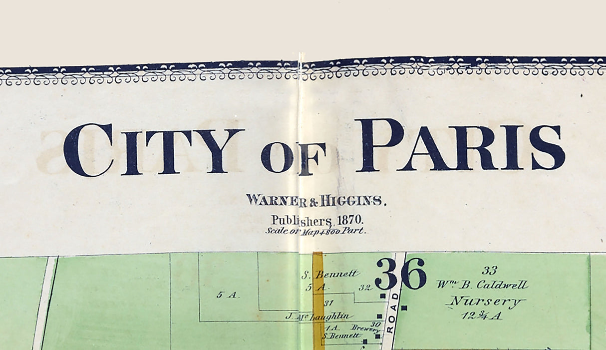 1870 Map of Paris Edgar County Ohio