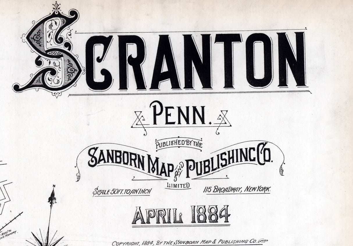 1884 Town Map of Scranton Pennsylvania