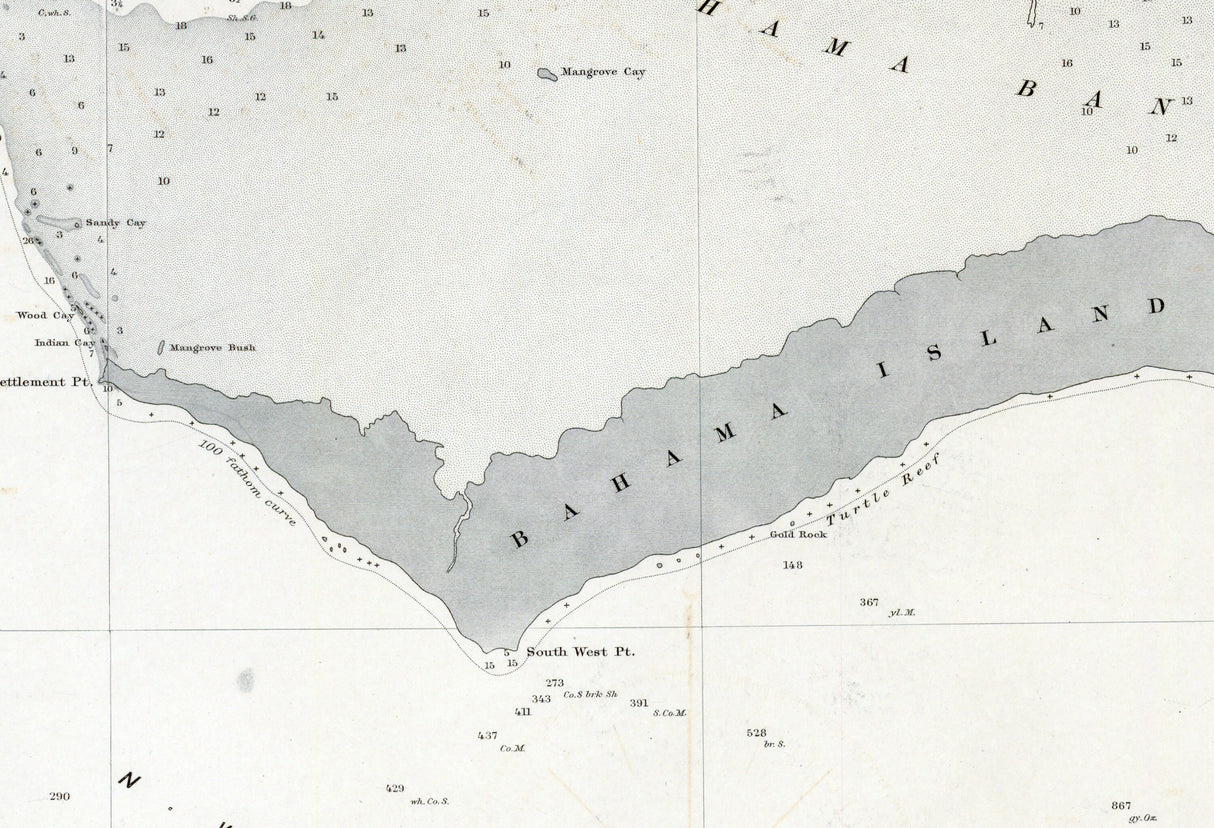 1900 Nautical Chart of Cape Canaveral to Fowey Rocks Florida and Bahamas