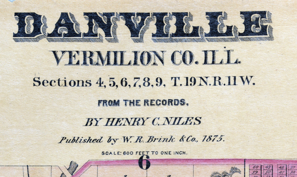 1875 Map of Danville Vermilion County Illinois