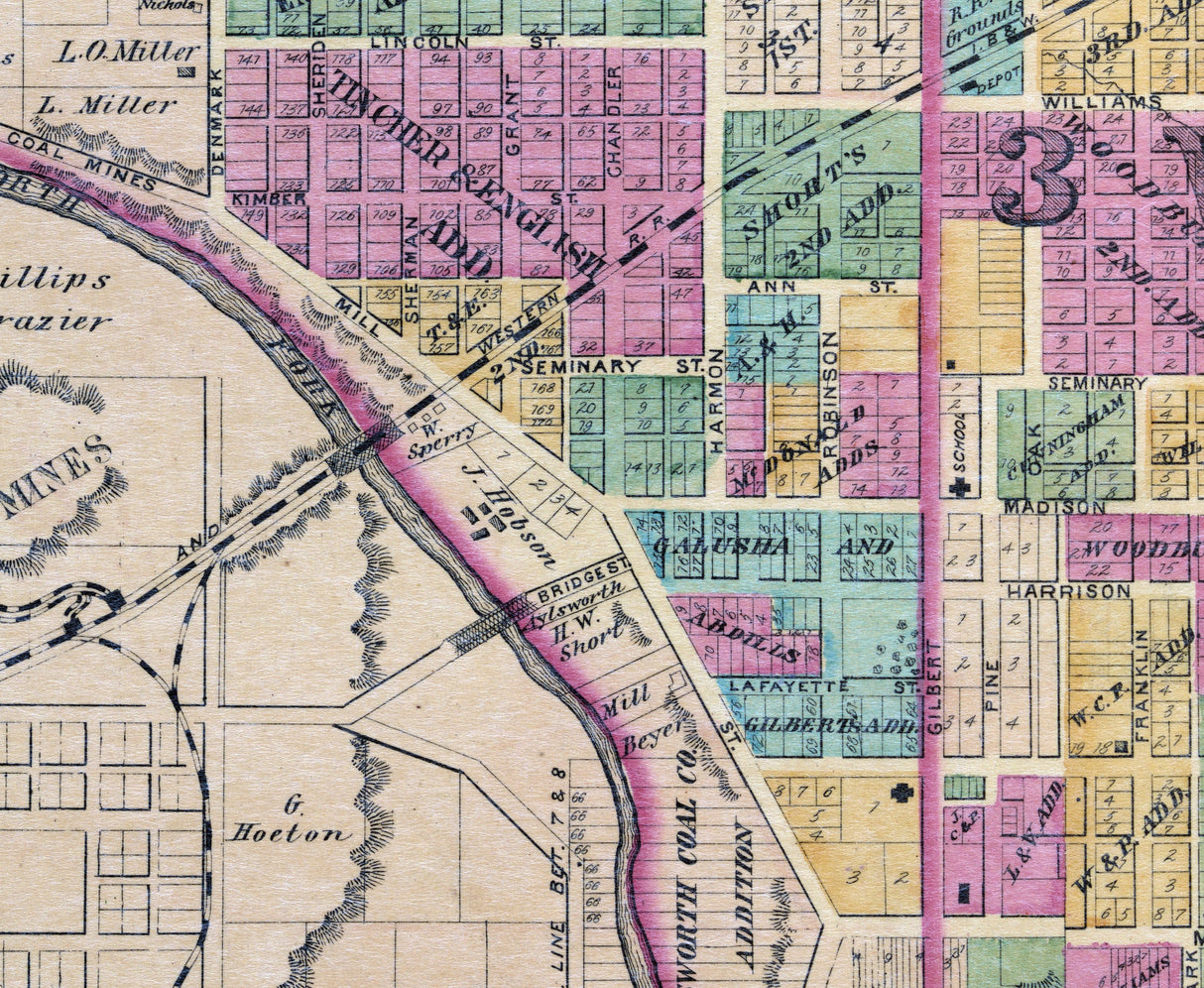 1875 Map of Danville Vermilion County Illinois