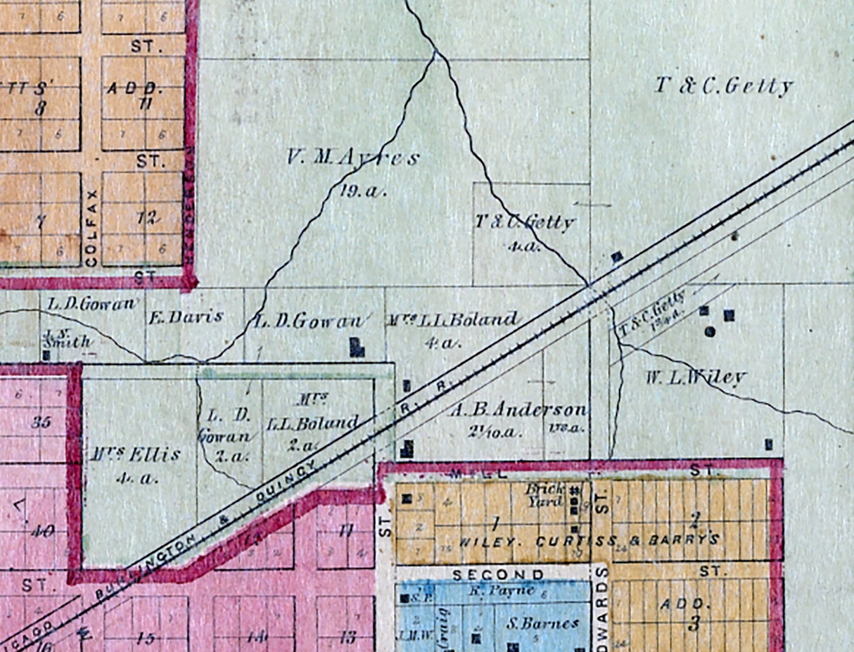 1875 Map of Galva Henry County Illinois