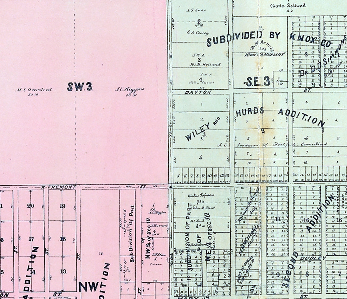 1891 Map of Galesburg Knox County Illinois