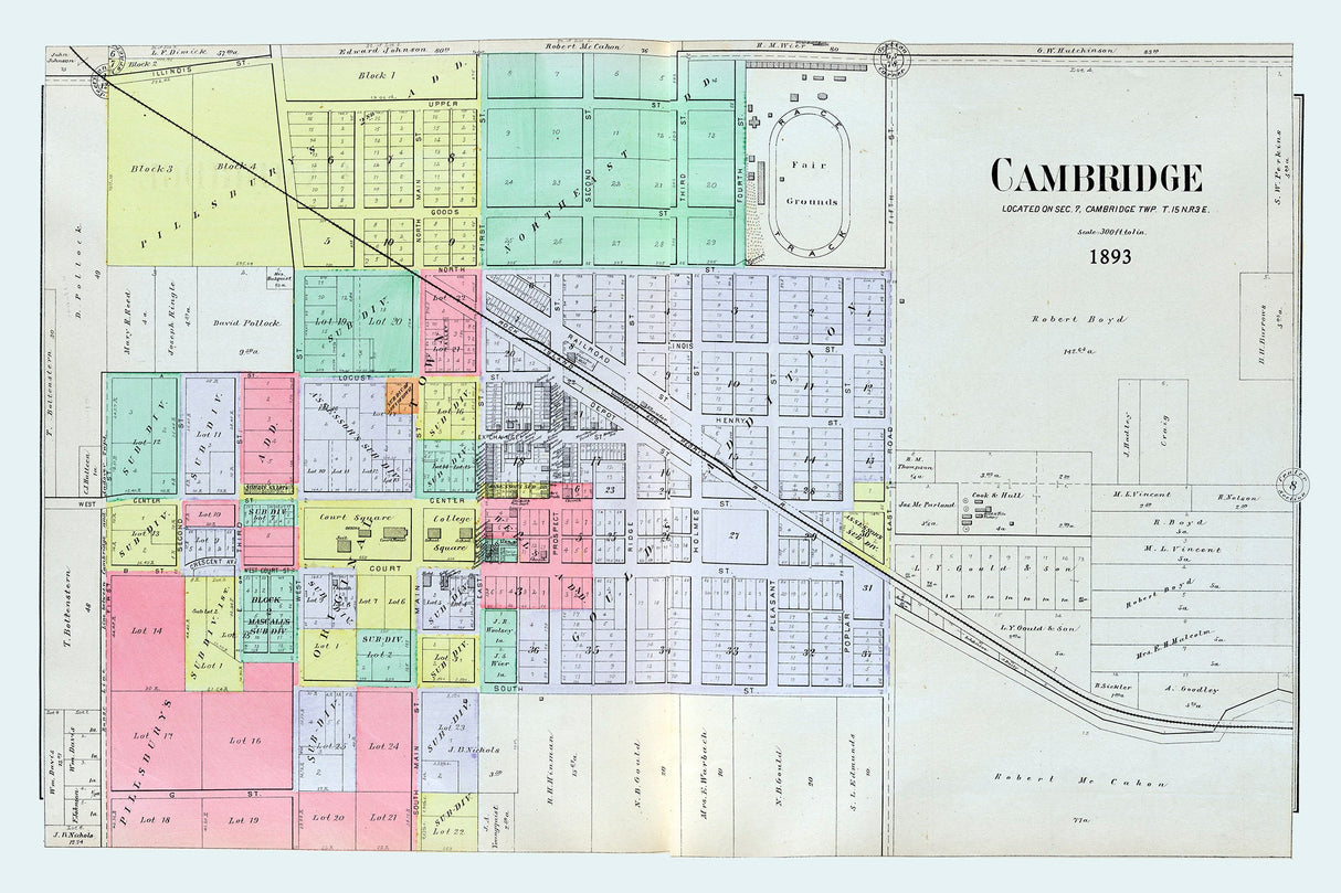 1893 Map of Cambridge Henry County Illinois
