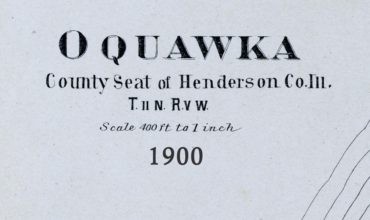 1900 Map of Oquawka Henderson County Illinois