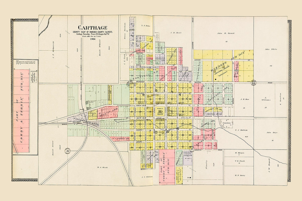 1904 Map of Carthage Hancock County Illinois