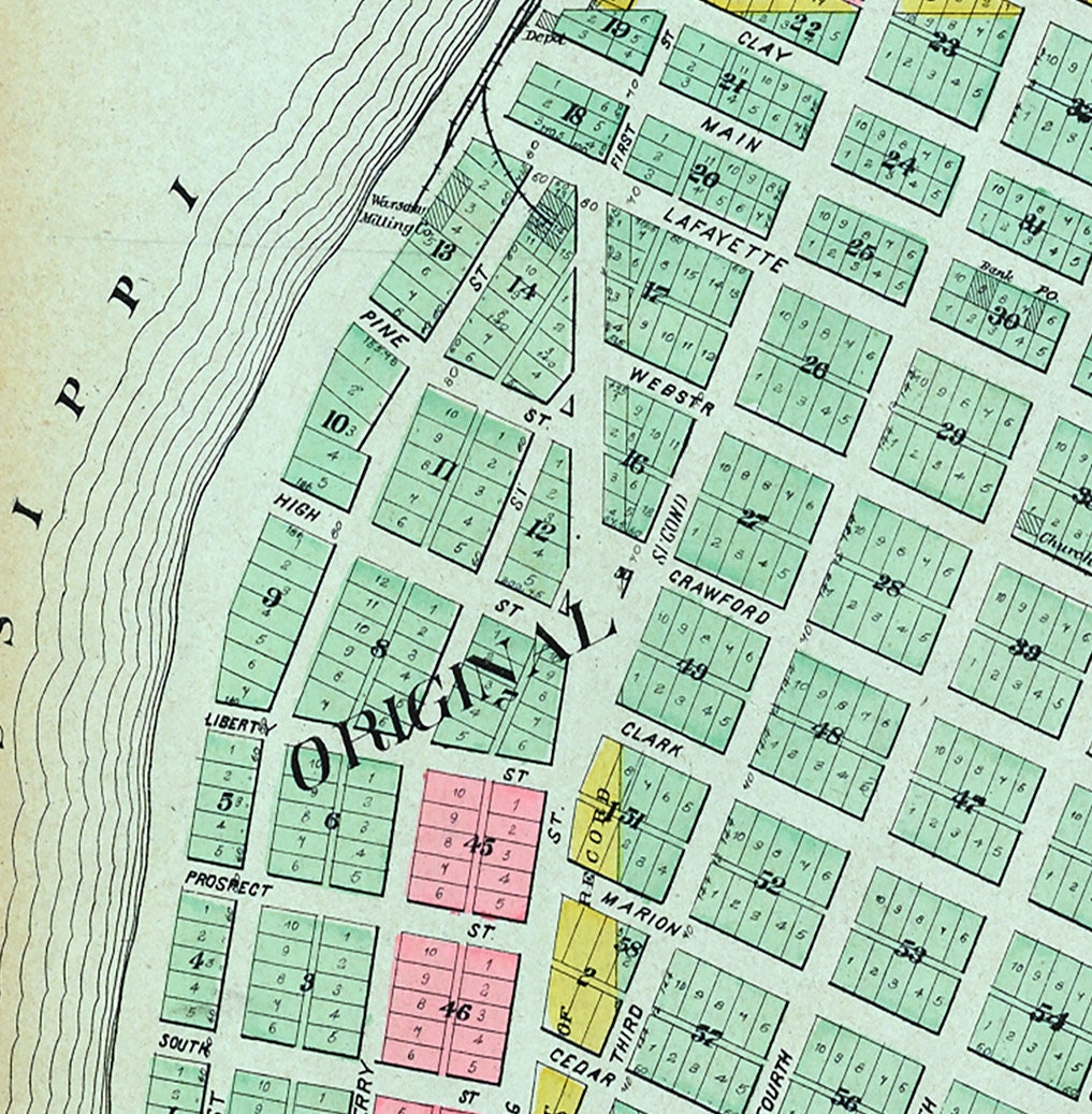 1904 Map of Warsaw Hancock County Illinois