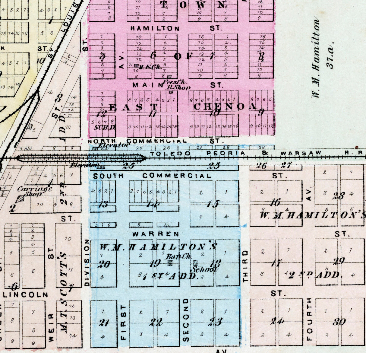 1874 Map of Chenoa McLean County Illinois