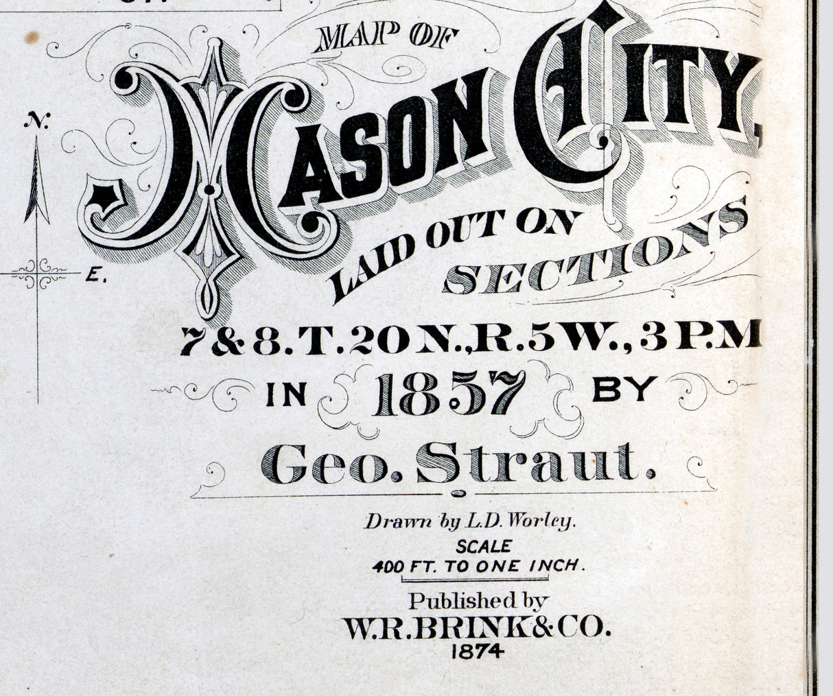 1874 Map of Mason City Mason County Illinois