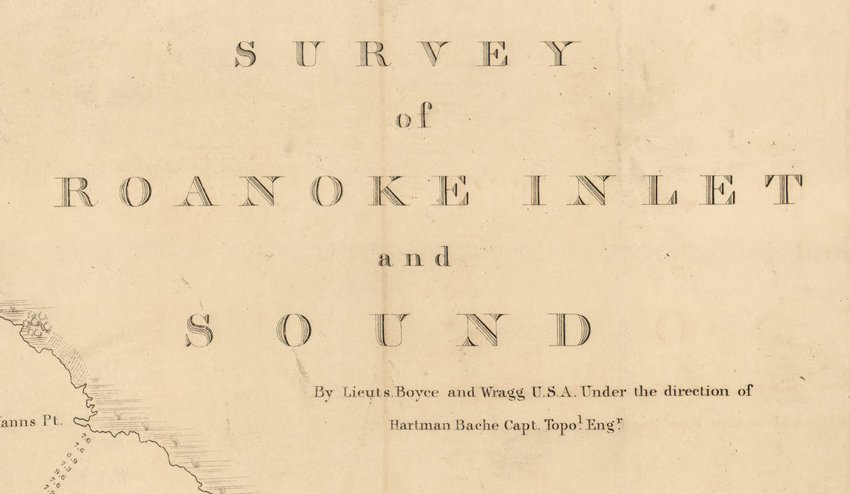 1829 Nautical Chart of Roanoke Inlet and Sound North Carolina