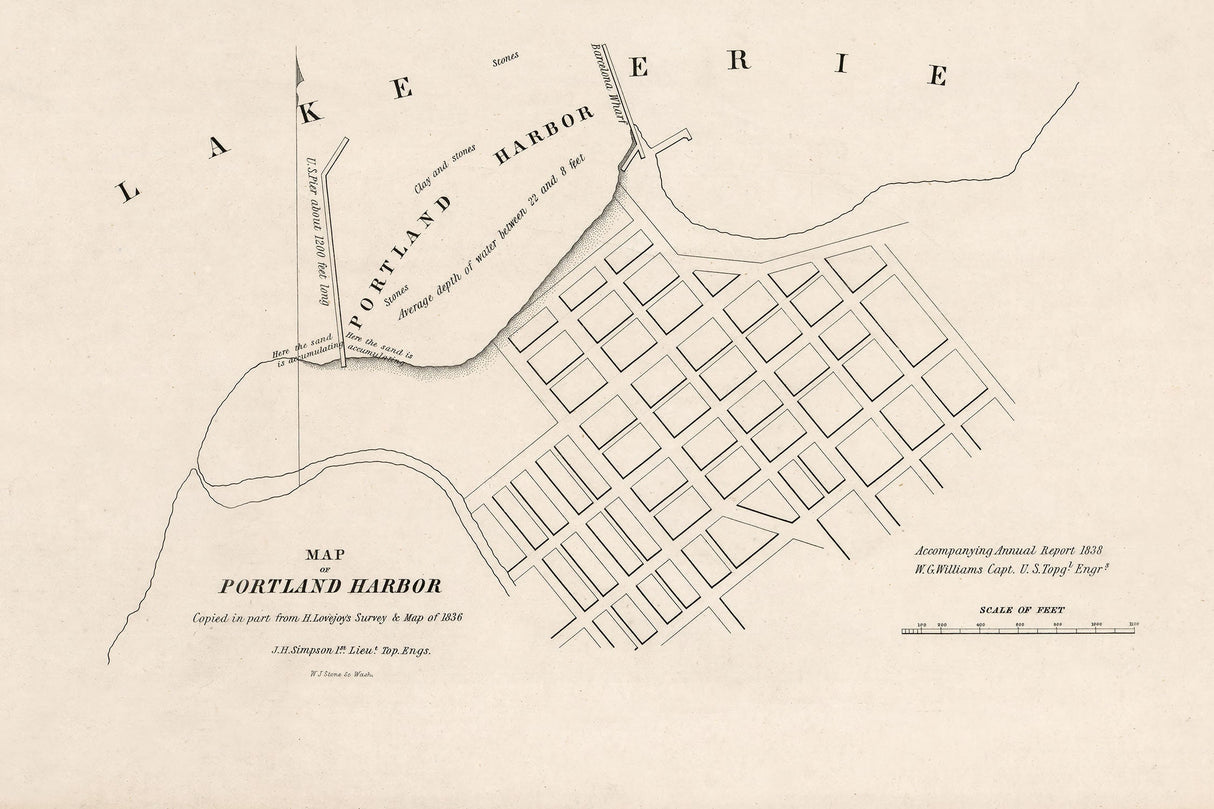 1836 Map of Barcelona Lake Erie Portland Harbor