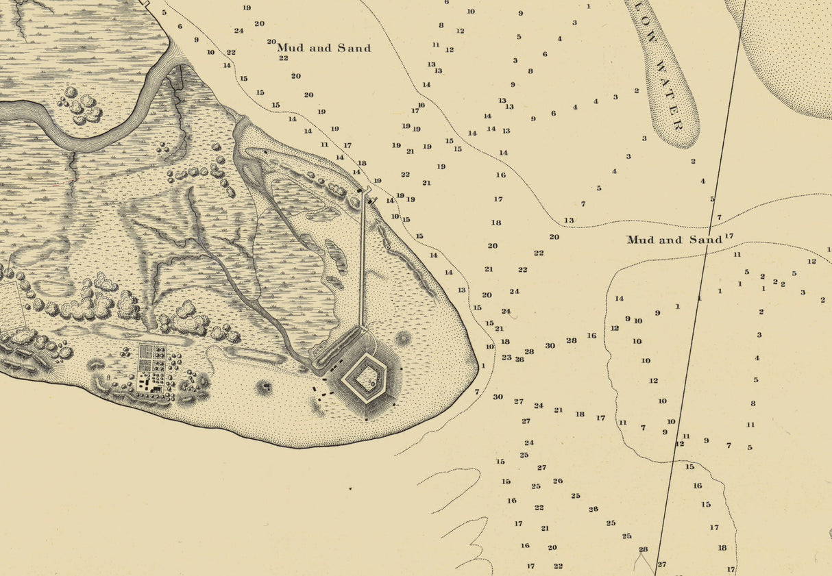 1839 Nautical Chart of Beaufort Harbor North Carolina