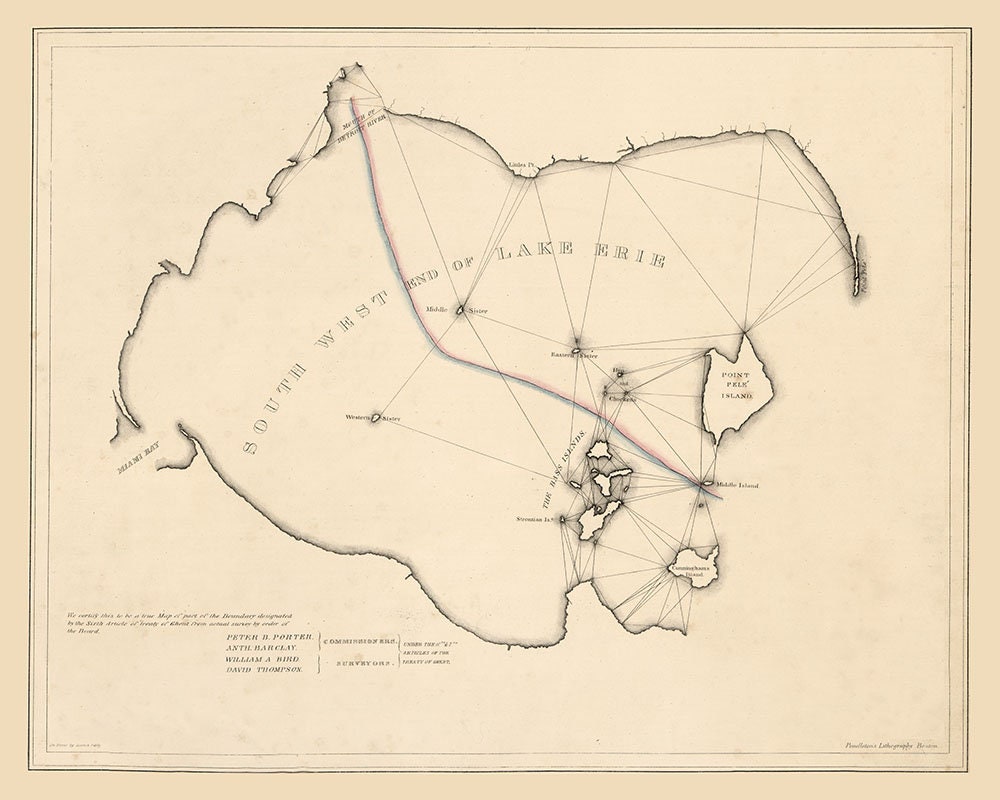 1843 Map of Western Lake Erie Islands
