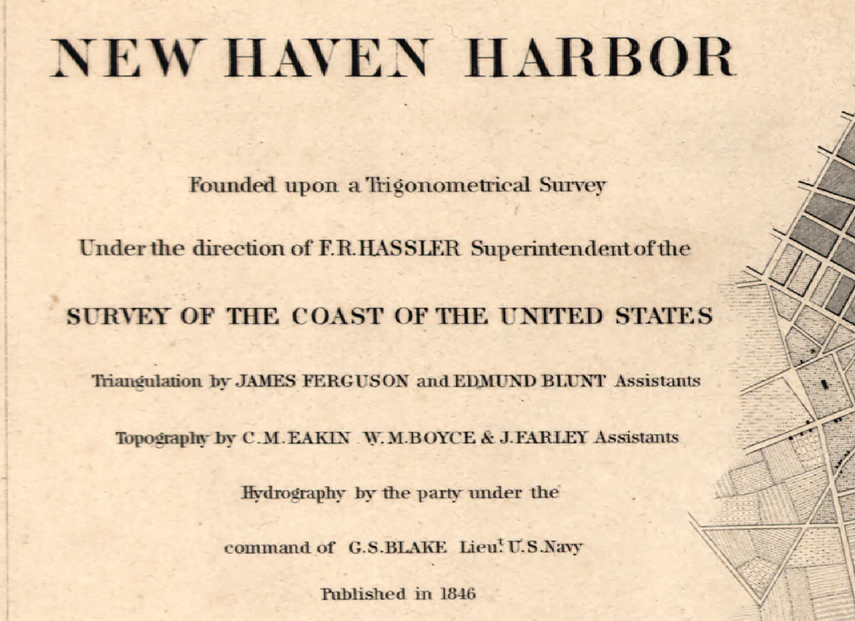 1846 Map of New Haven Harbor Connecticut