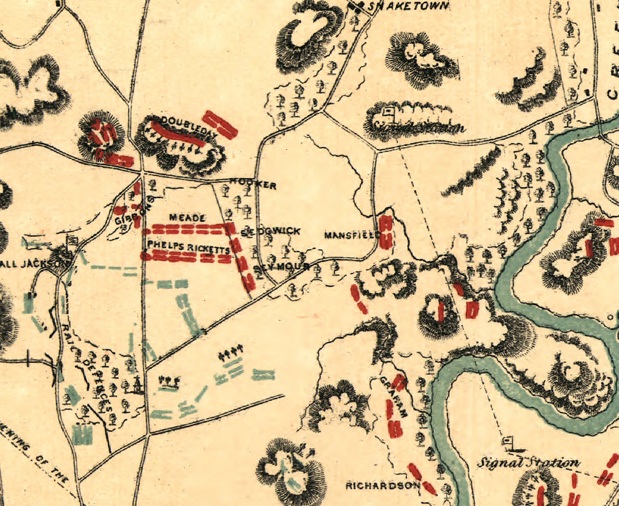 1864 Map of Antietam Maryland Battlefield