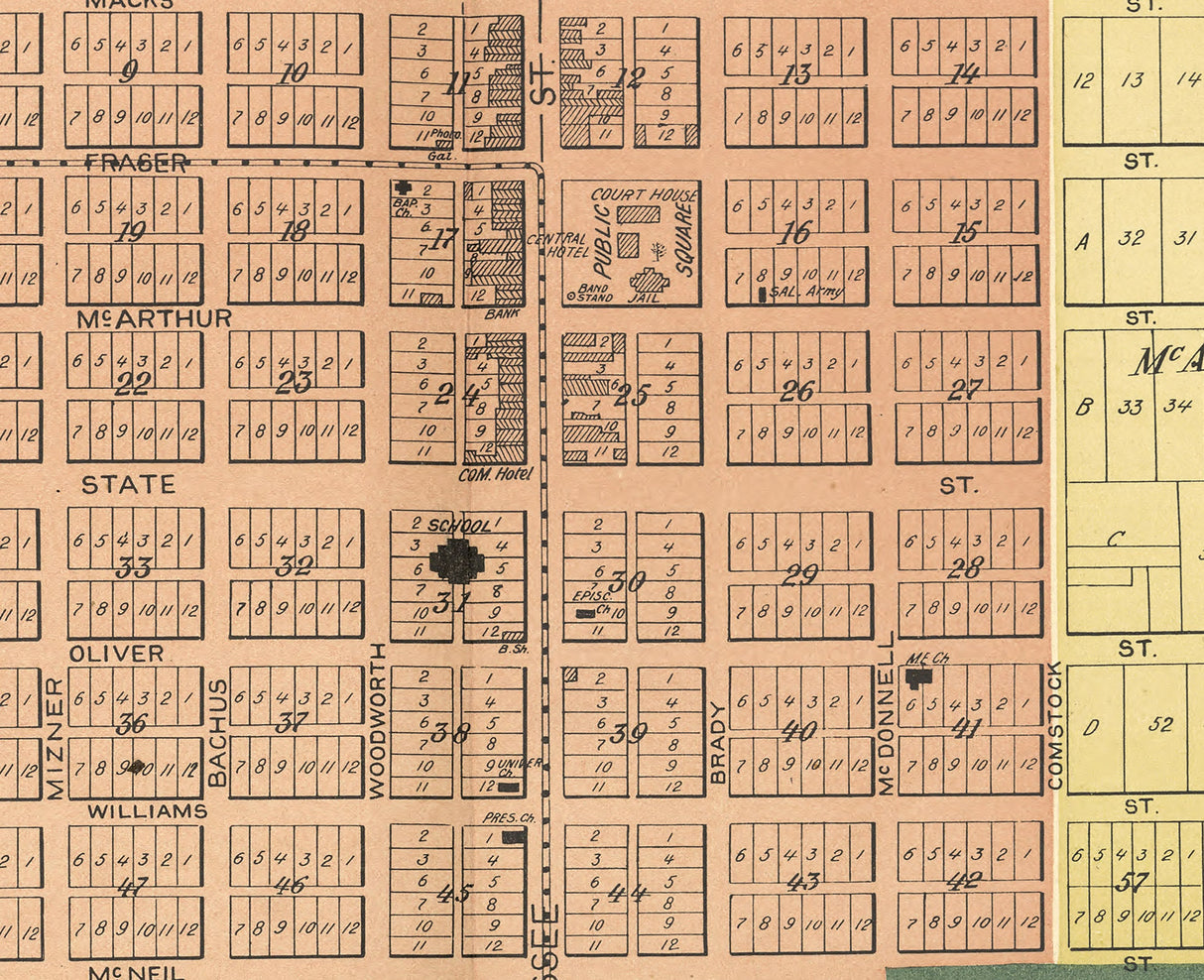 1895 Map of Corunna Shiawassee County Michigan