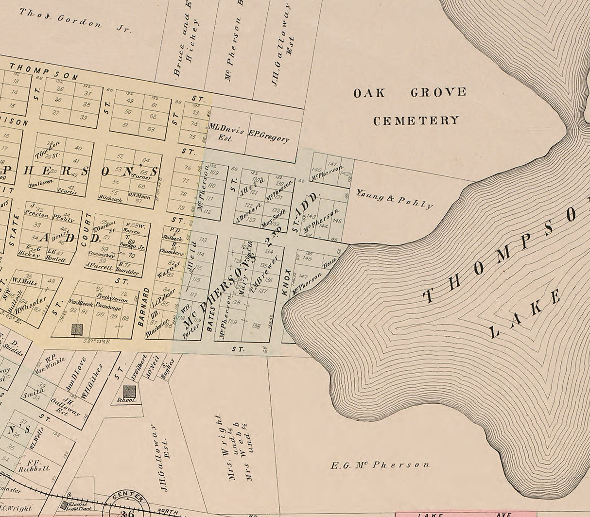 1895 Map of Howell Livingston County Michigan