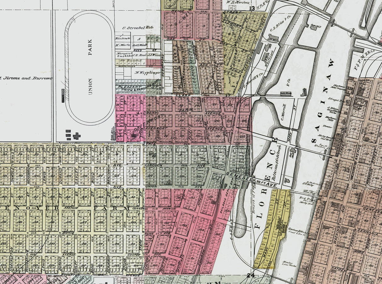 1896 Map of Saginaw Michigan