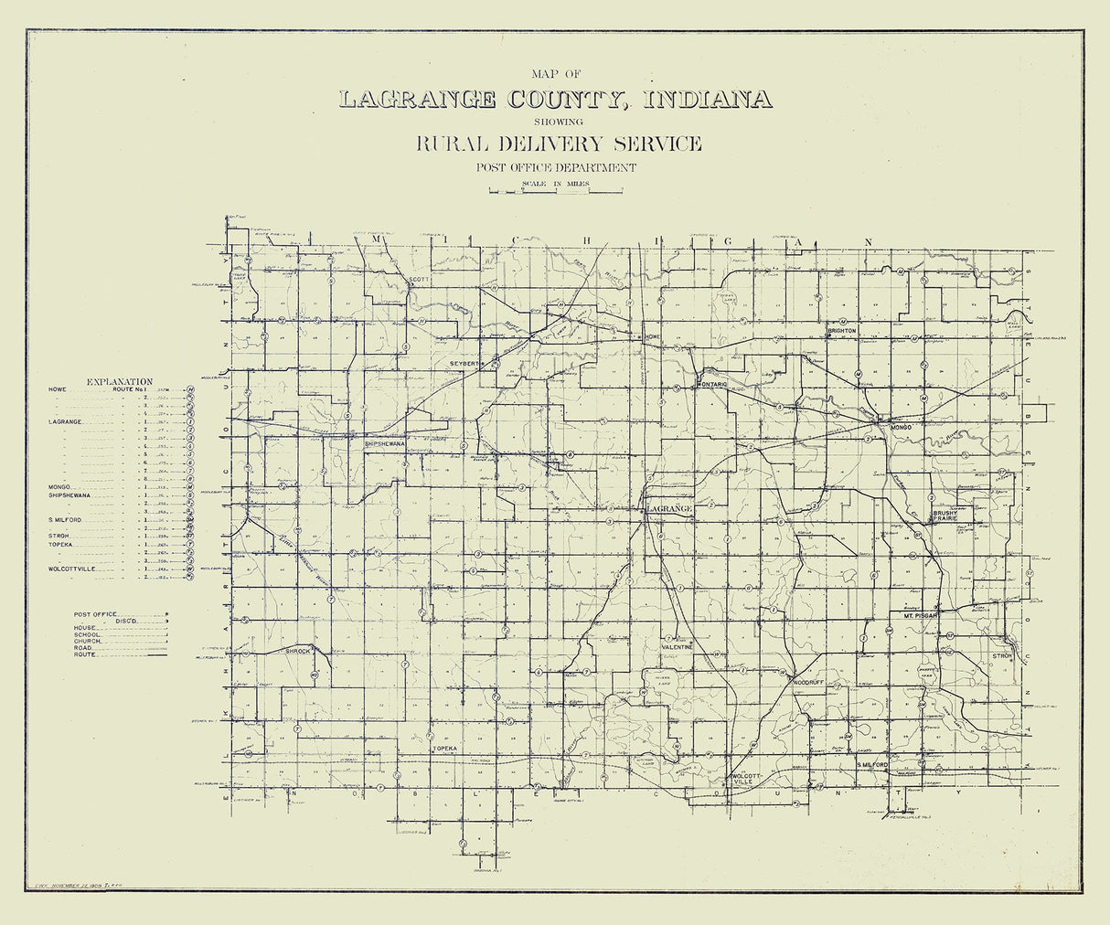 1909 Map of LaGrange County Indiana