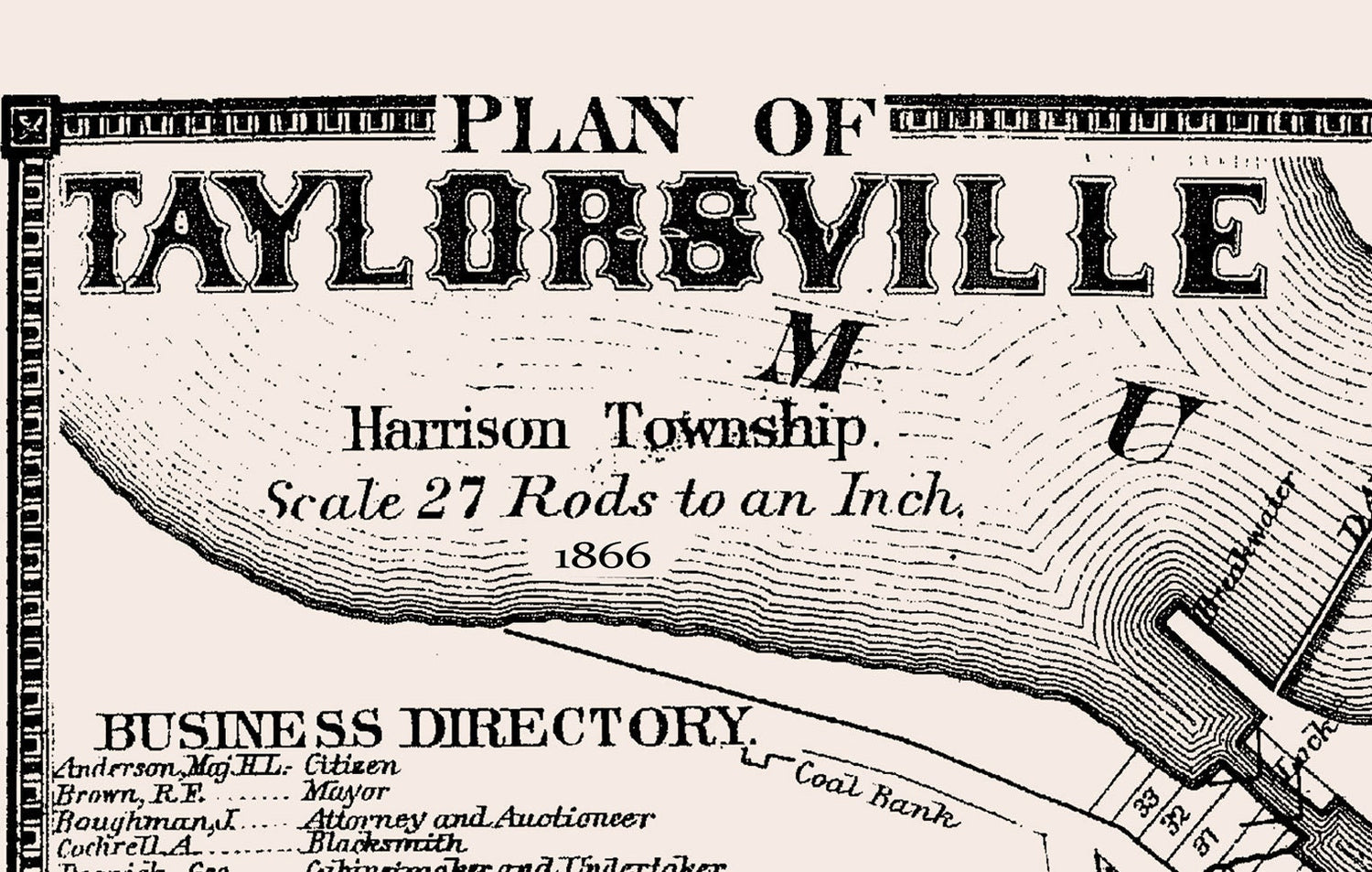 1866 Map of Taylorsville Muskingum County Ohio