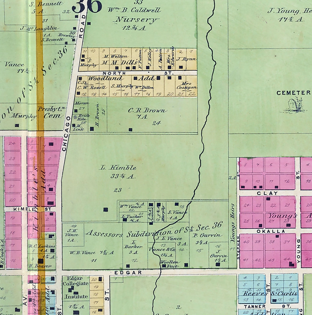 1870 Map of Paris Edgar County Ohio