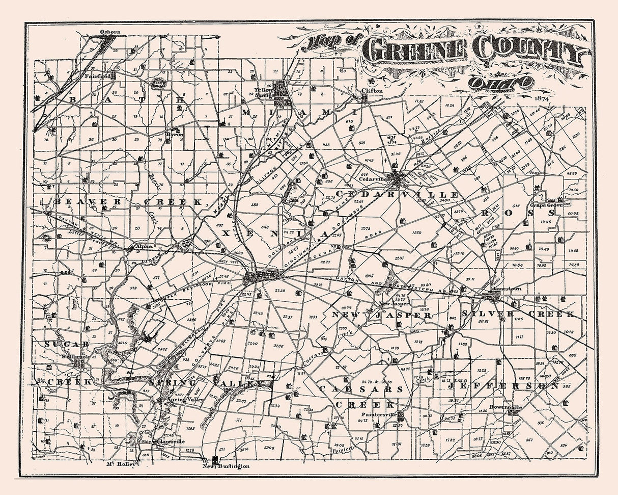 1874 Map of Greene County Ohio