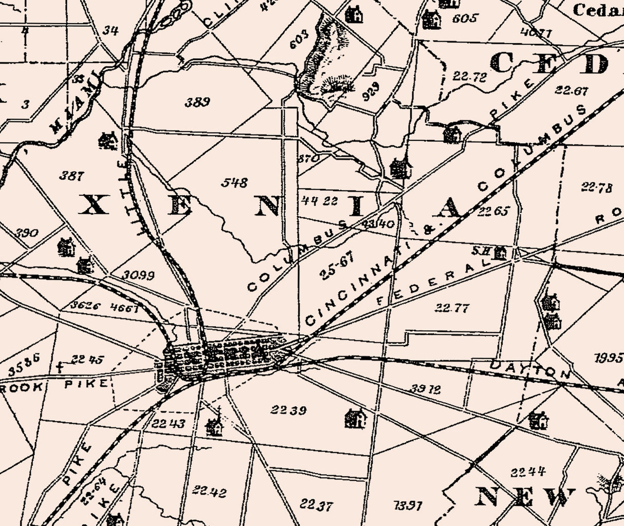 1874 Map of Greene County Ohio
