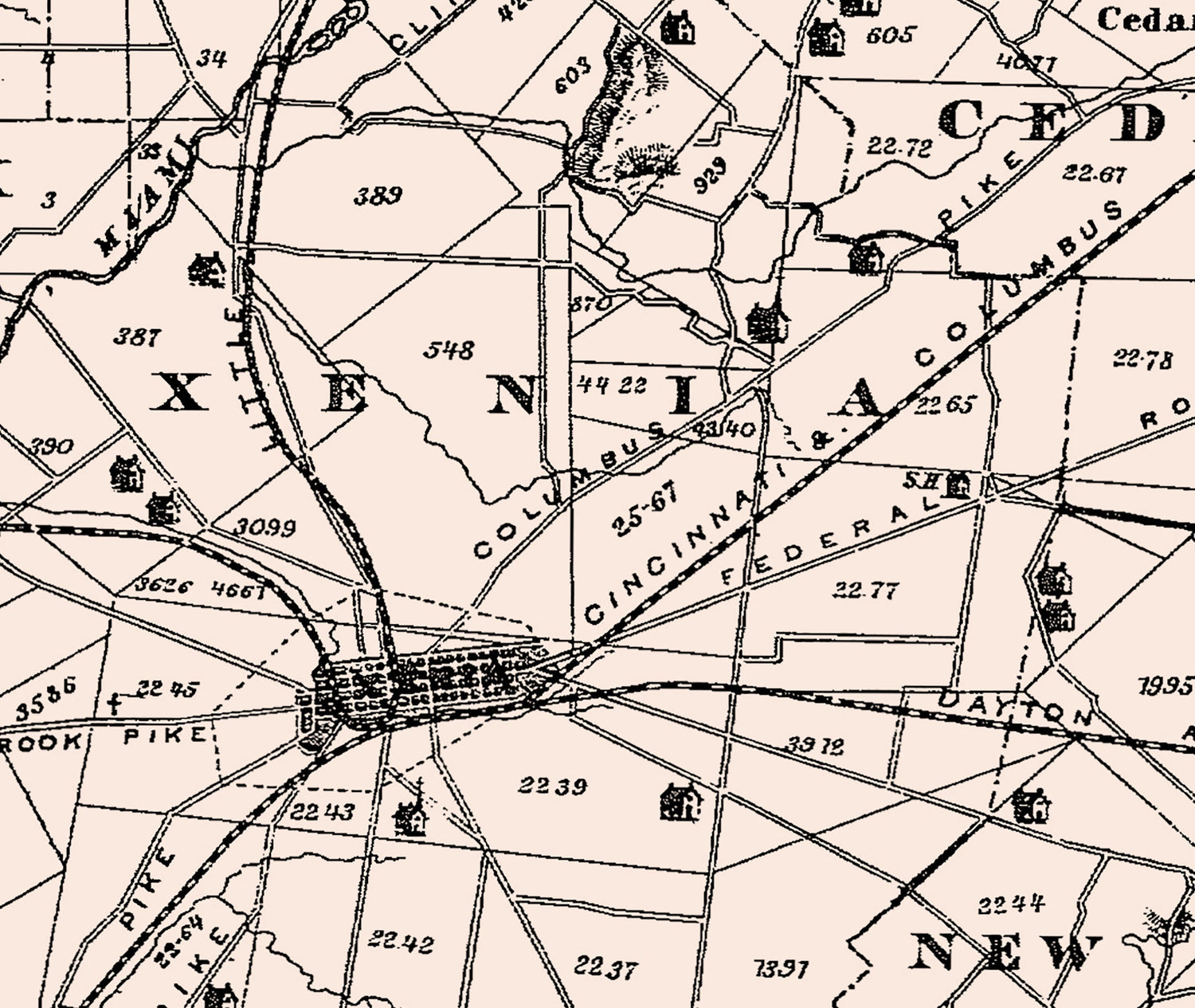 1874 Map of Greene County Ohio