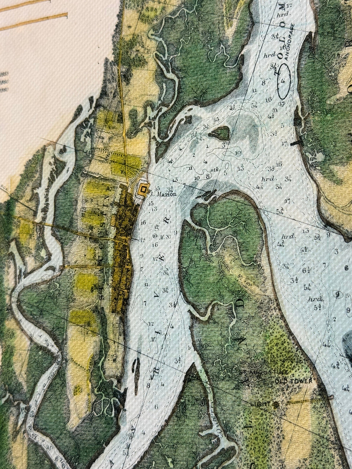1862 Map of Saint Augustine Harbor Inlet and Islands Florida Framed