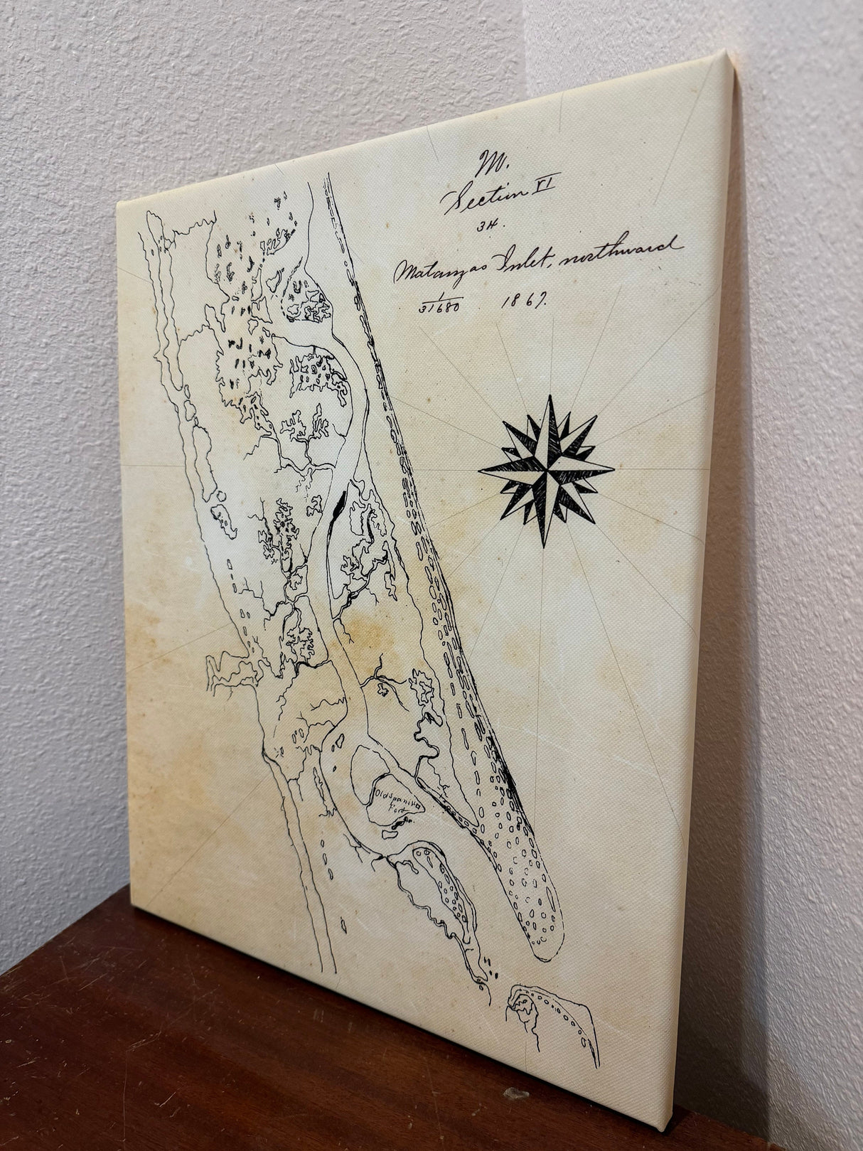 1867 Map of Matanzas Inlet Saint Johns County Florida Framed