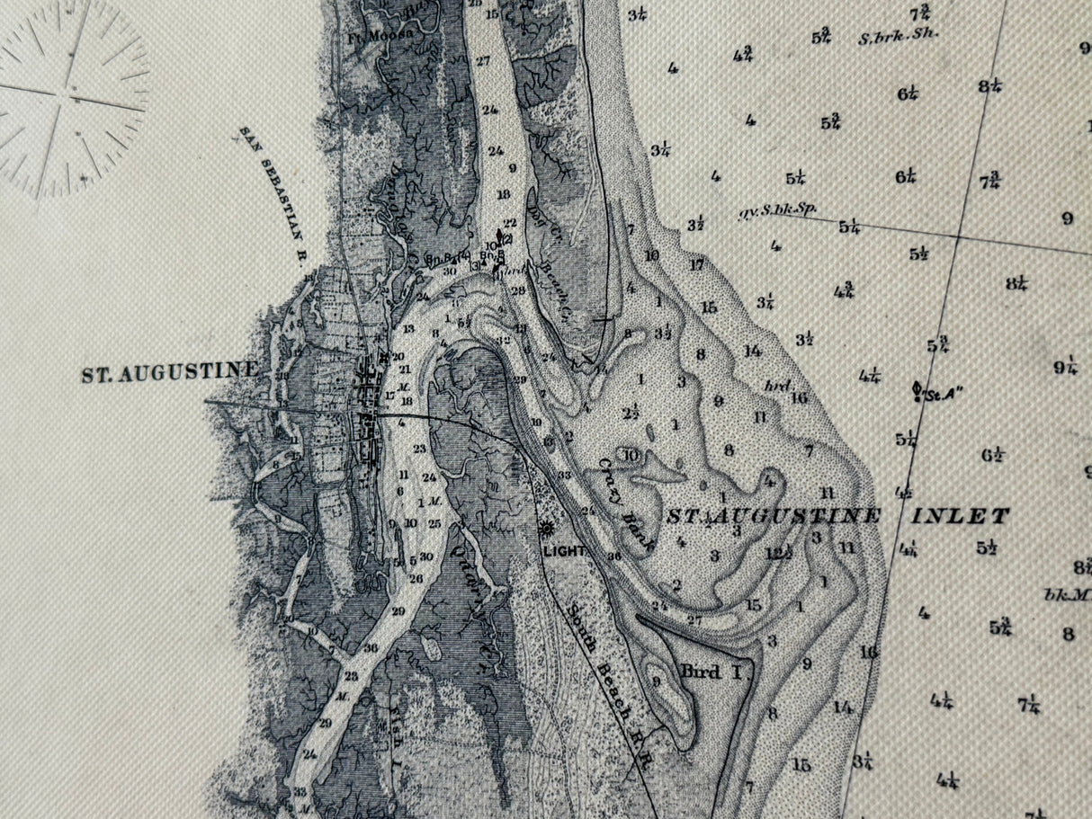 1882 Chart of Saint Augustine to Matanzas Inlet Framed