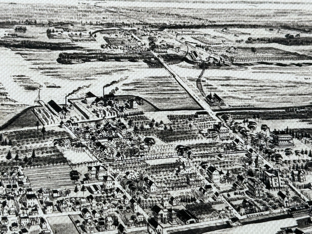 1885 Panoramic Map of Saint Augustine Florida Framed