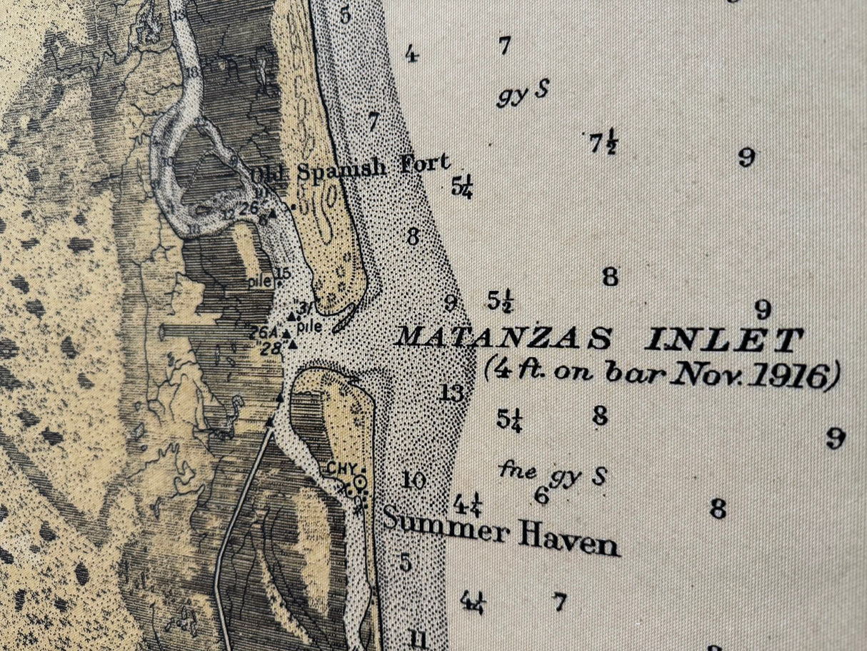 1925 Chart of Matanzas Inlet Saint Johns County Florida Framed