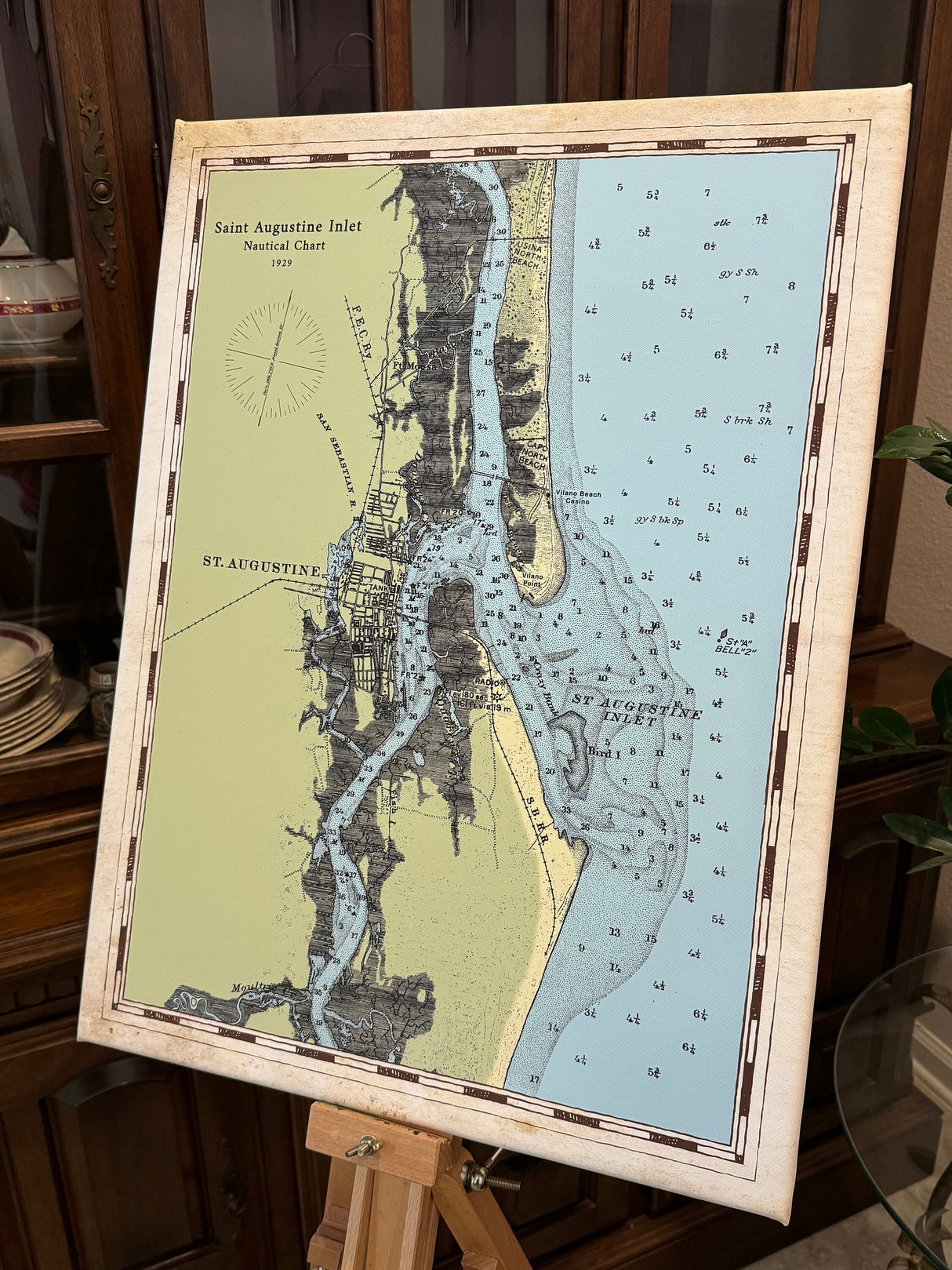 1929 Chart of the Saint Augustine Inlet Florida Framed