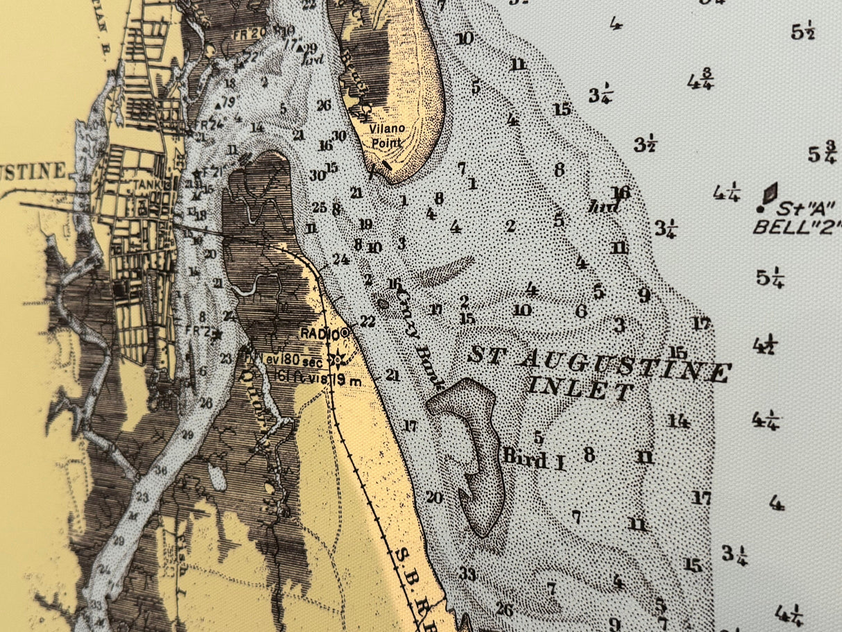 1929 Chart of the Saint Augustine Inlet Florida Framed