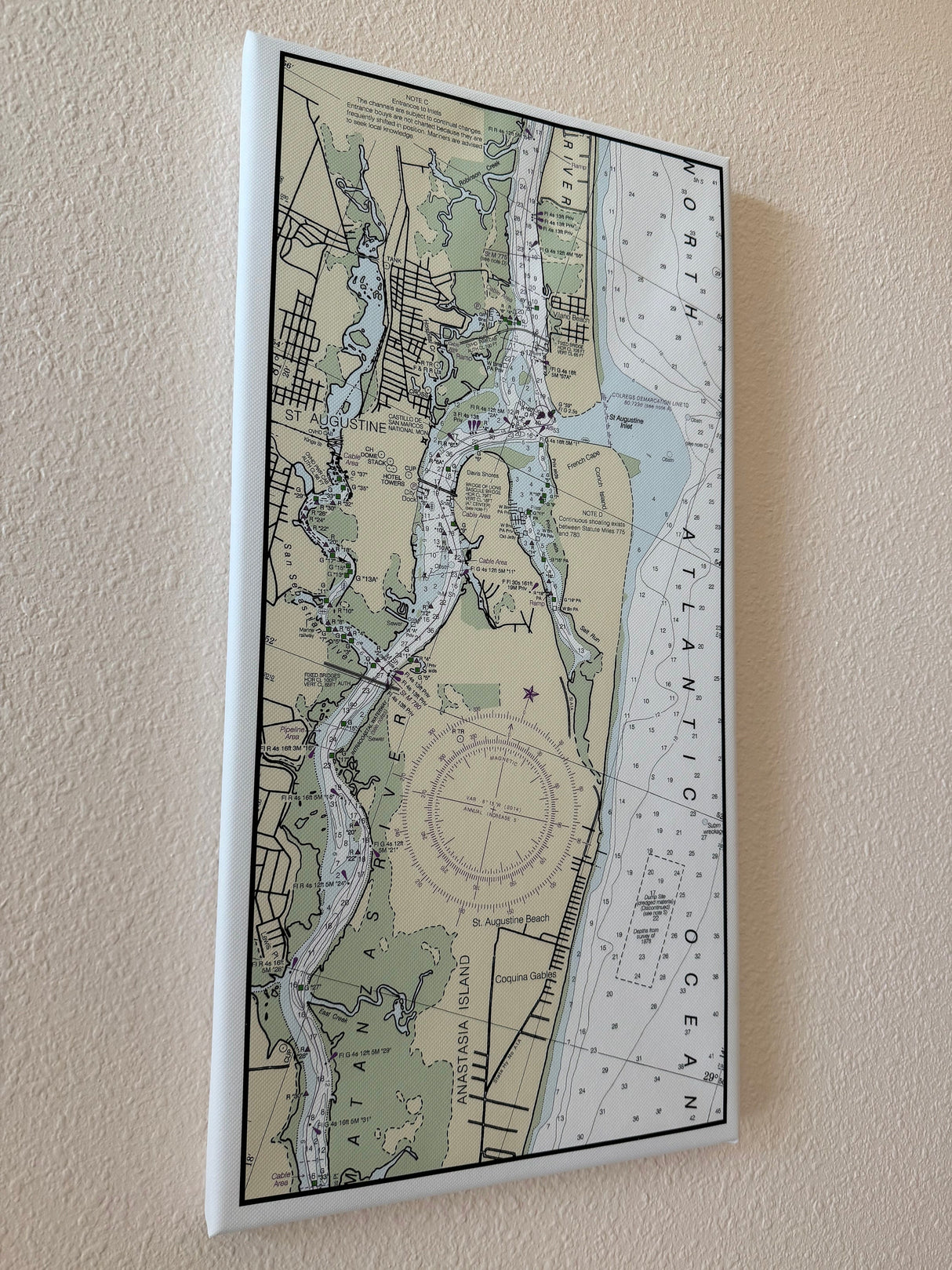 2023 Chart of the Saint Augustine Inlet and Matanzas River Framed