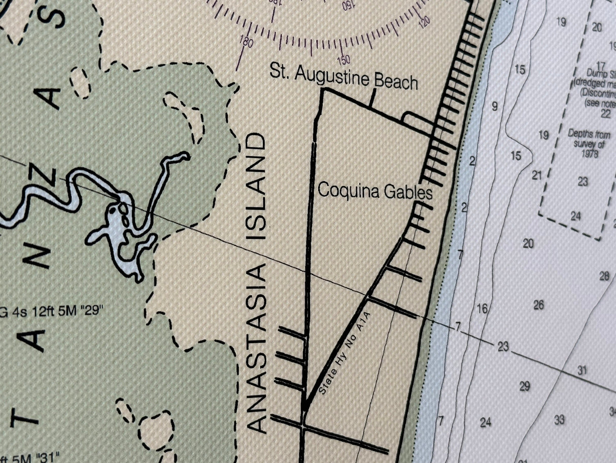 2023 Chart of the Saint Augustine Inlet and Matanzas River Framed