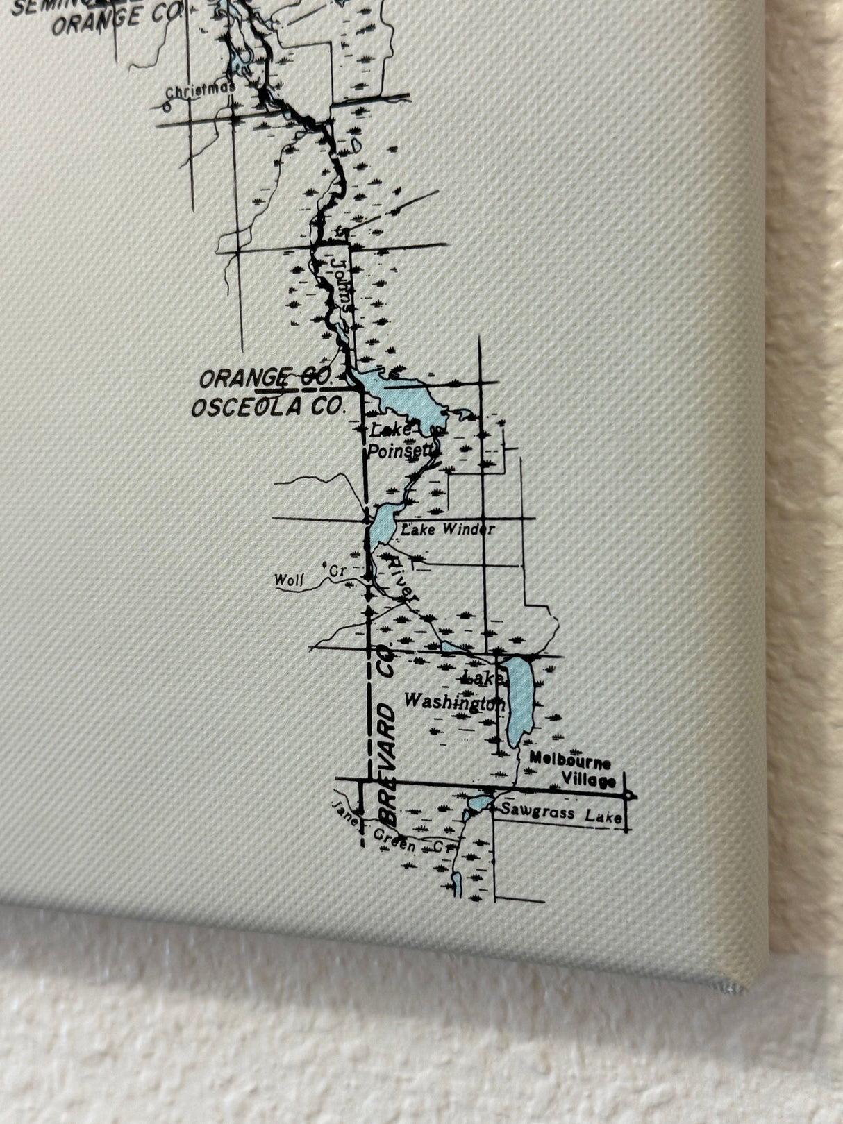 Map of the Saint Johns River Florida Framed