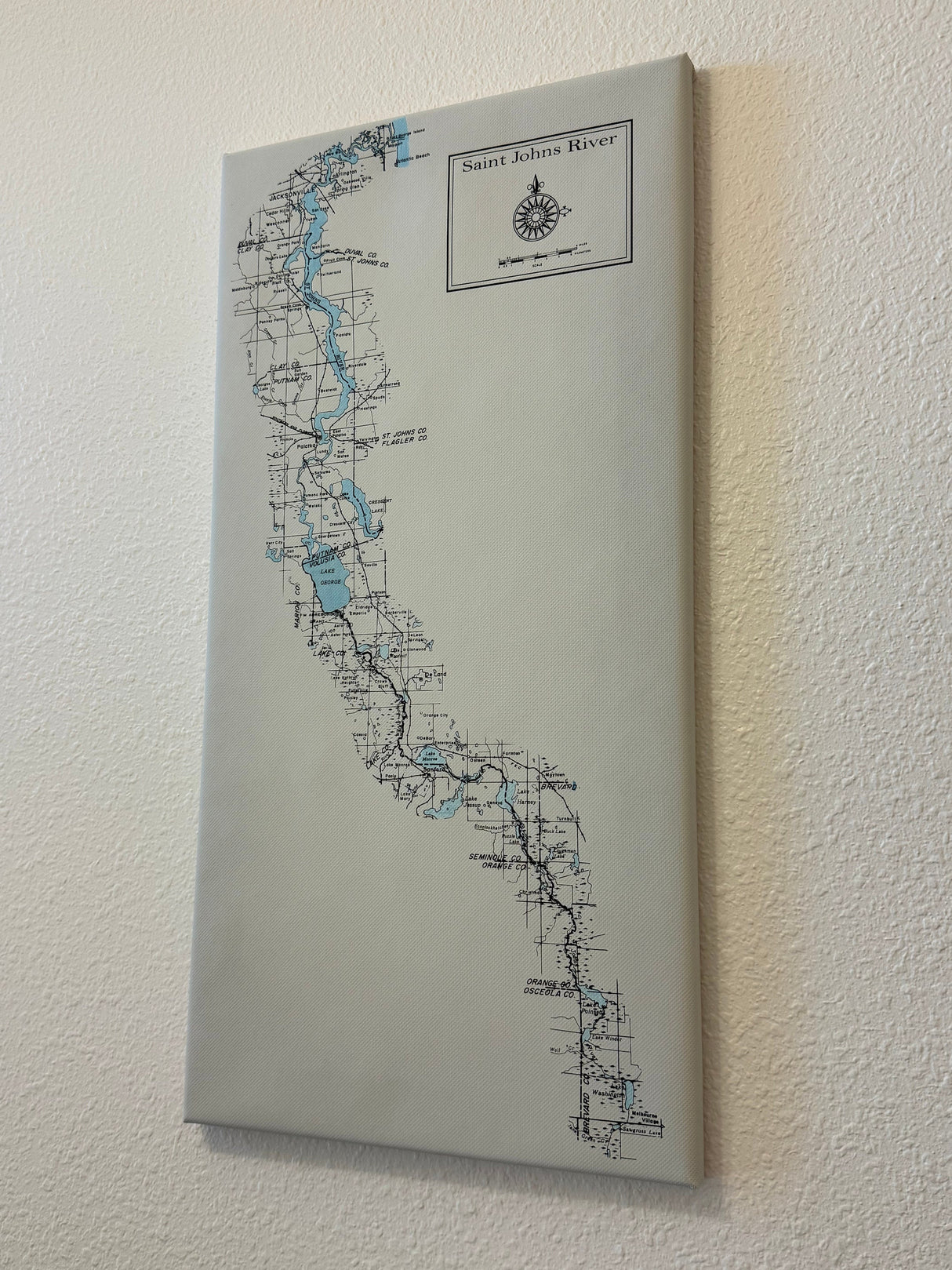 Map of the Saint Johns River Florida Framed