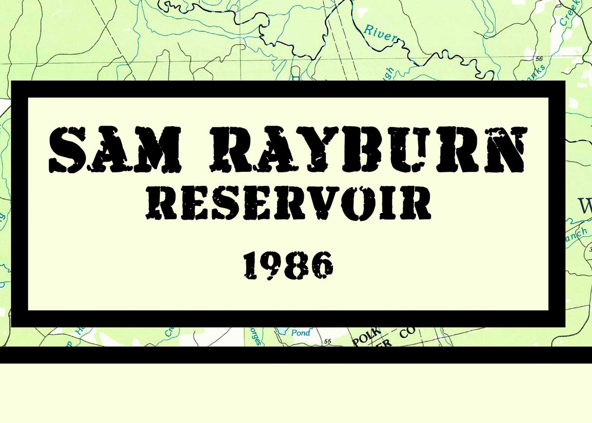 1986 Map of Sam Rayburn Reservoir Texas