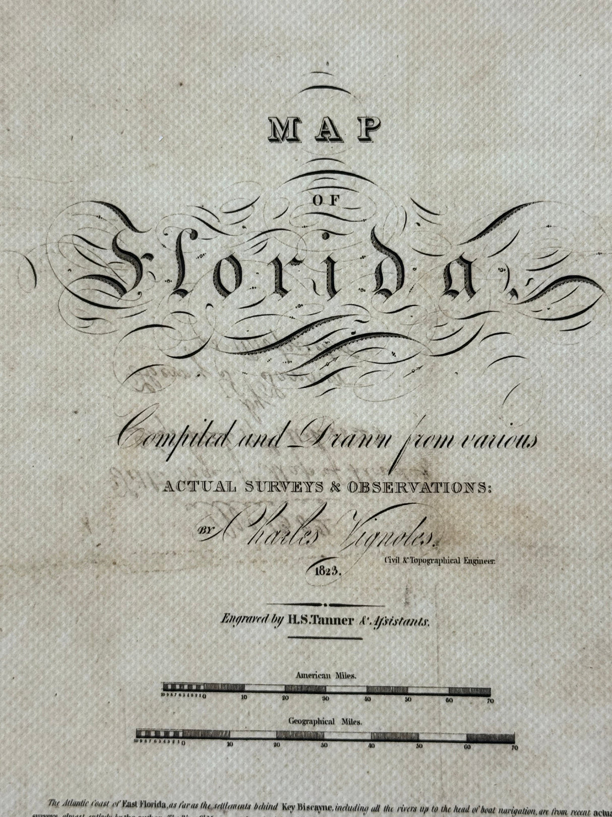 1823 Map of Florida Framed