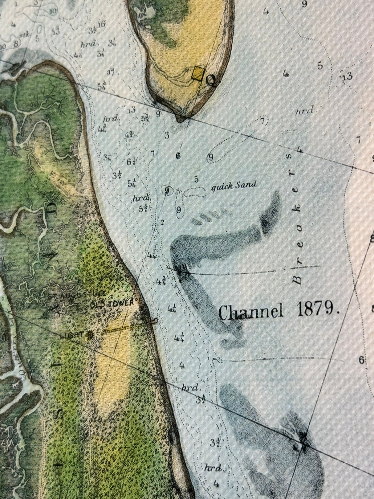 1862 Map of Saint Augustine Harbor Inlet and Islands Florida Framed