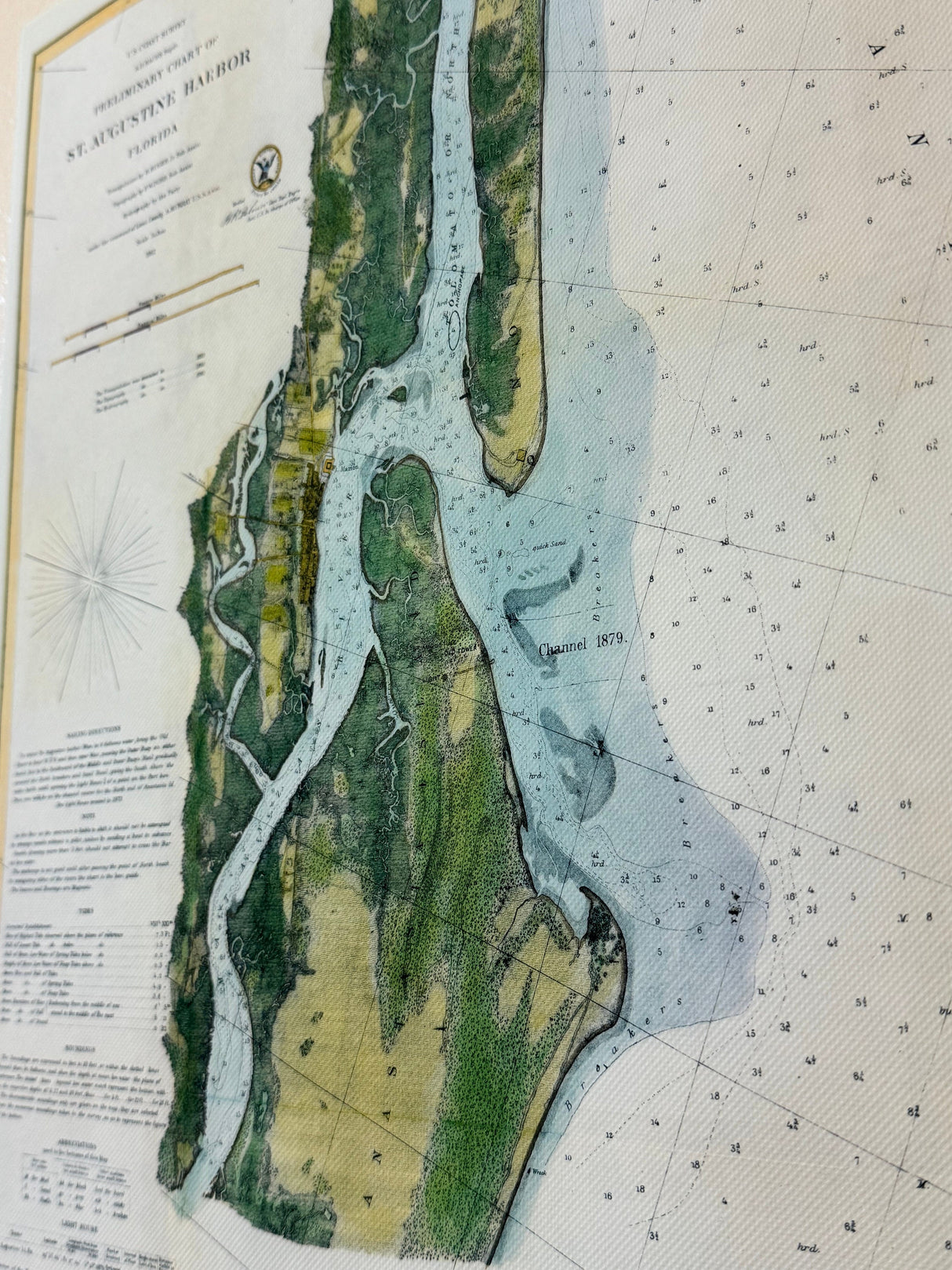 1862 Map of Saint Augustine Harbor Inlet and Islands Florida Framed