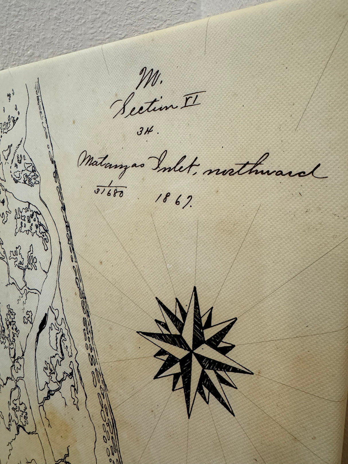1867 Map of Matanzas Inlet Saint Johns County Florida Framed